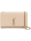 Saint Laurent Logo Plaque Shoulder Bag In Neutrals