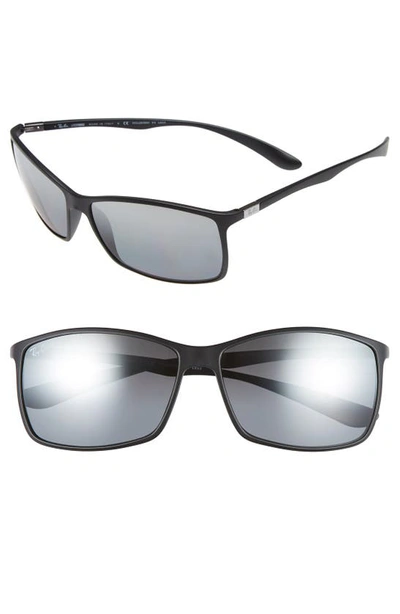 Ray Ban 'tech Liteforce' 62mm Polarized Sunglasses In Matte Black/ Grey Mirror P