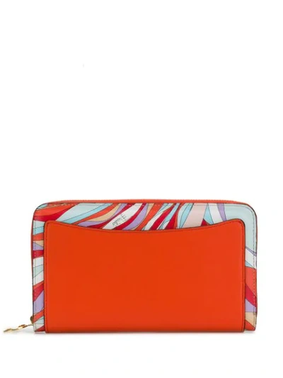 Emilio Pucci Burle Print Zip-around Wallet In A63 Arancio/corallo Cele