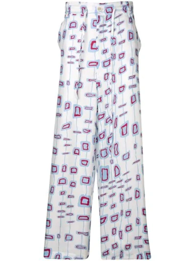 Marni Patterned Loose Fit Trousers In White