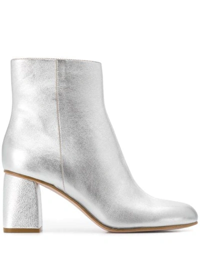 Red Valentino Red(v) Metallic Ankle Boots In Silver