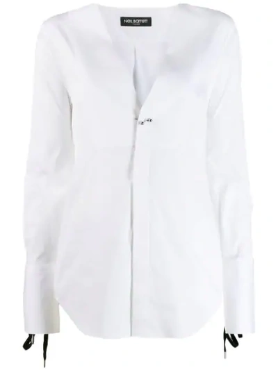 Neil Barrett Pleated Front Bib Shirt In White