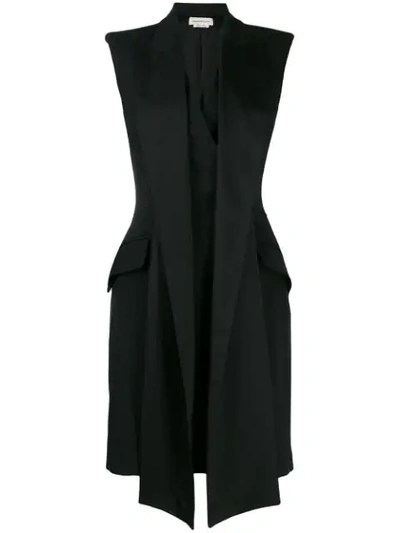 Alexander Mcqueen Silk And Wool Dress In Black