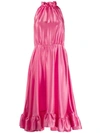 Msgm Bow And Ruffles Dress In Pink