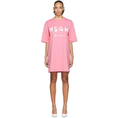 Msgm Logo Print Oversized T-shirt In Pink