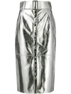 Msgm Button-up Pencil Skirt In Silver