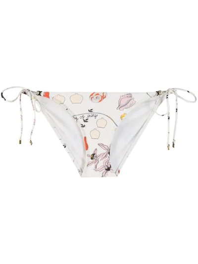 Tory Burch Floral Bikini Bottoms In White