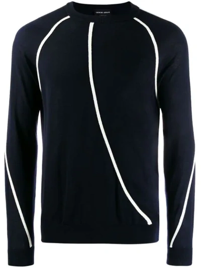 Giorgio Armani Crew Neck Jumper In Blue