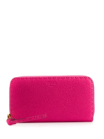 Fendi Zip-around Roman Leather Wallet - Pink