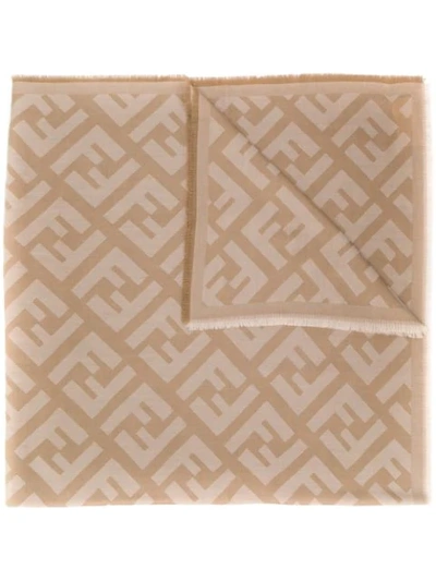 Fendi Patterned Ff Logo Shawl In F0qb9 Beige