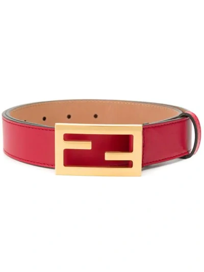 Fendi Ff Baguette Buckle Belt In Red