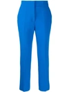 Msgm High-rise Cropped Trousers In Blue