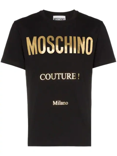 Moschino Metallic Logo-print Cotton-jersey T-shirt In White