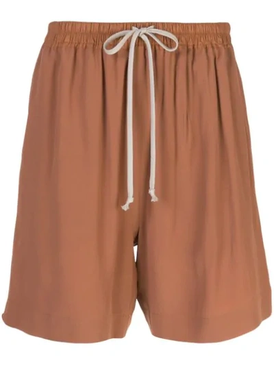 Rick Owens High-waisted Track Shorts In Brown