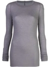 Rick Owens Sheer Longline Knitted Top In Grey