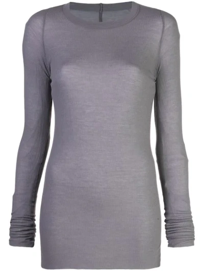 Rick Owens Sheer Longline Knitted Top In Grey