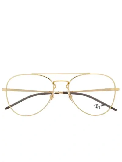Ray Ban Aviator Framed Glasses In Gold