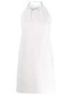 Miu Miu Halterneck Crystal Bow Dress In White