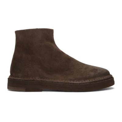 Marsèll Brown Suede Parapa Tronchetto Zip Boots In 3346 Brown