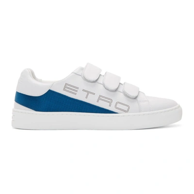Etro White Logo Trainer Sneakers In 200 Blue