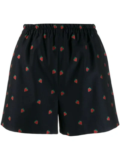 Gucci Strawberry Print Shorts In Blue