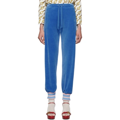Gucci Blue Chenille Lounge Pants In 4318 Royal