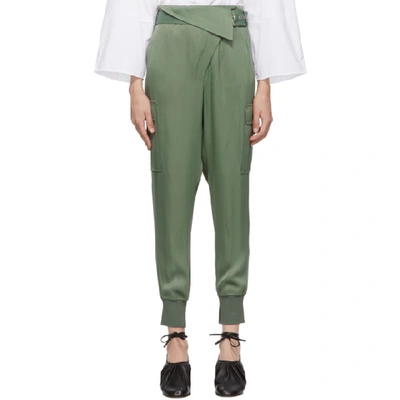 3.1 Phillip Lim / フィリップ リム Green Satin Cargo Trousers In Sa310 Sage