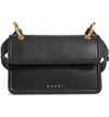 Marni Beat Leather Crossbody Bag In Black/ Light Blue/ Stone White