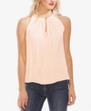 Vince Camuto Gathered-neck Keyhole Top In Pink Blush