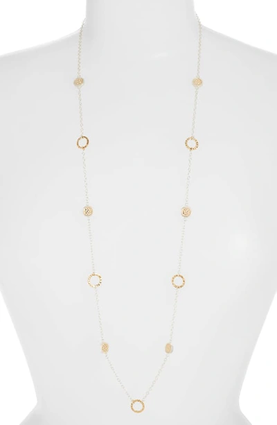 Anna Beck Long Hammered Station Necklace In Gold/ Silver