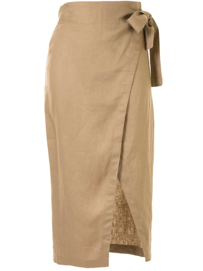 Reformation Florence Linen Skirt In Khaki