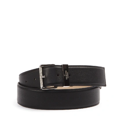 Valentino Garavani Black Leather Valentino Belt