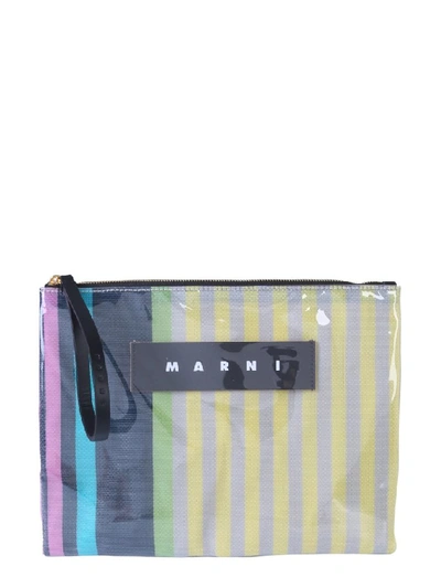 Marni Striped Clutch Bag In Multi