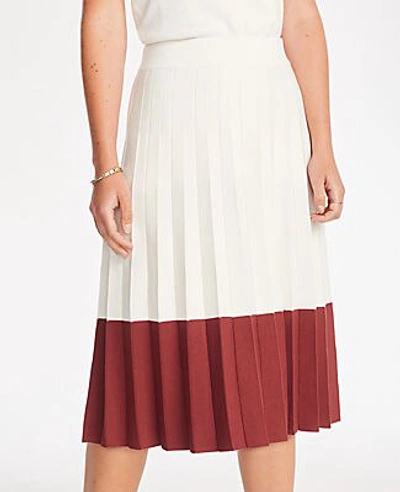 Ann Taylor Petite Colorblock Pleated Sweater Skirt In Winter White