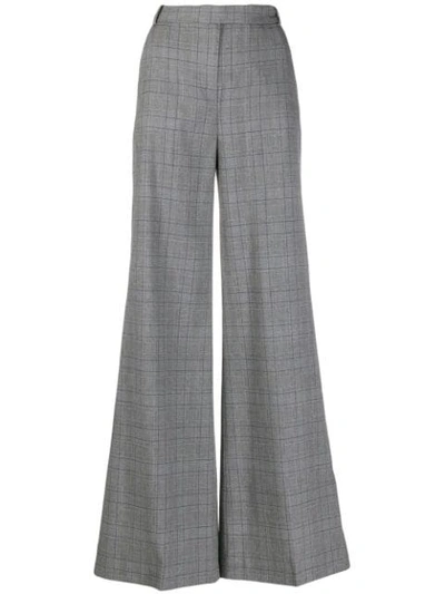 Pinko Check Pattern Flared Trousers In Iec Mult.grigio/blu