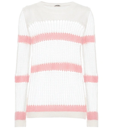 Miu Miu Mohair And Wool-blend Sweater In White