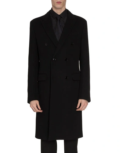 Berluti Men's Double-breasted Cashmere Coat In Black