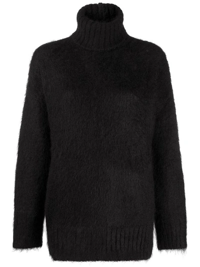 N°21 Oversized Mohair Turtleneck Sweater In Black