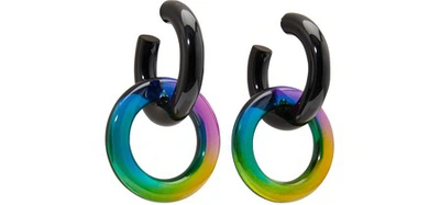 Marc Jacobs The Plastic" Hoop Earrings" In Black & Multi