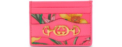 Gucci Flora Card Holder In Fucsia