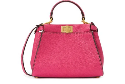 Fendi Peekaboo Mini Woven Satchel Bag In Fuschia