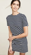 Kule Crewneck Short-sleeve Striped Tee Dress In Navy/cream