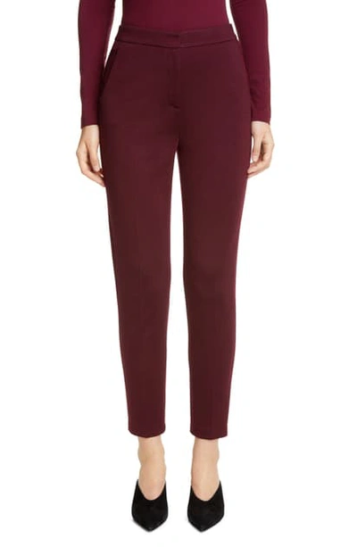 St John Milano Knit Ankle Slim Pants With Pockets In Burgundy
