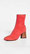 Rag & Bone Fei Suede Block-heel Booties In Fiery Red