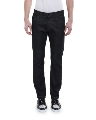 Fendi Men's Ff Pocket Straight-leg Jeans In Black
