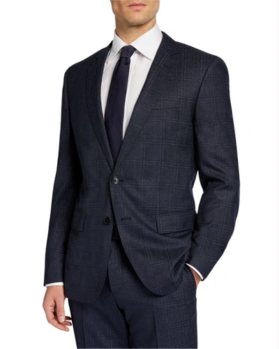 Hugo Boss Men's Check Wool Two-piece Suit With Cropped Trousers In Dark Blue