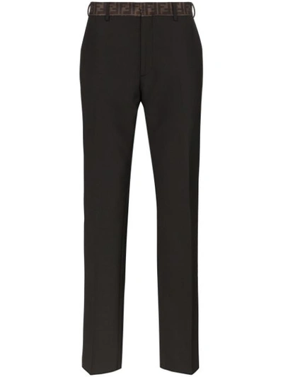 Fendi Men's Ff Organza-waist Straight-leg Trousers In Black