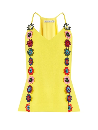 Mary Katrantzou Osbourne Floral-lace Embellished Crepe Cami Top In Yellow Multi