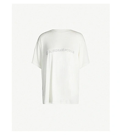 Mm6 Maison Margiela Oversized Logo-print Jersey T-shirt In Off White