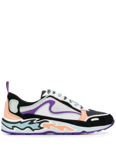 Sandro Flame Leather And Mesh Trainers In Blue Sky